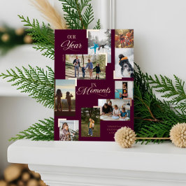 Tarjeta Festiva Con Relieve Metalizado Año en momentos Navidades de Collage de fotos fami