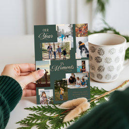 Tarjeta Festiva Con Relieve Metalizado Año en momentos Navidades de Collage de fotos fami