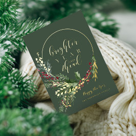 Tarjeta Festiva Con Relieve Metalizado Año más Brillante por Delante Aquarela Corona de A