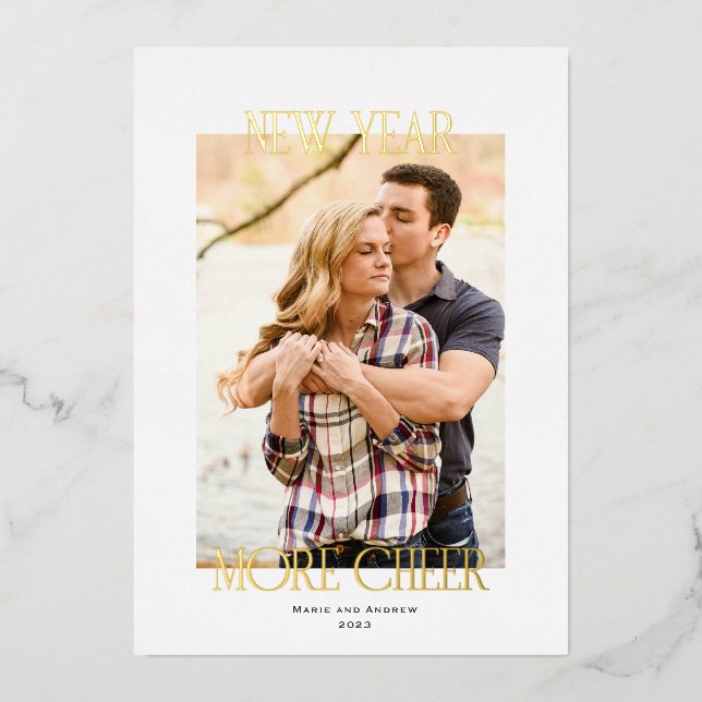 Tarjeta Festiva Con Relieve Metalizado Año Nuevo más alentador (Anverso)