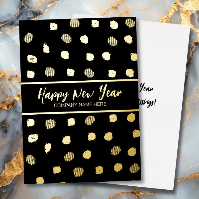 Tarjeta Festiva Con Relieve Metalizado Año Nuevo personalizado de negocios negro y dorado (Subido por el creador)