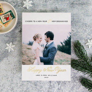 Tarjeta Festiva Con Relieve Metalizado Año Nuevo y nuevos comienzos Recién casados