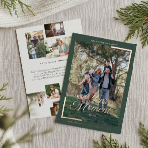 Tarjeta Festiva Con Relieve Metalizado Año simple en momentos Navidades de fotografía fam