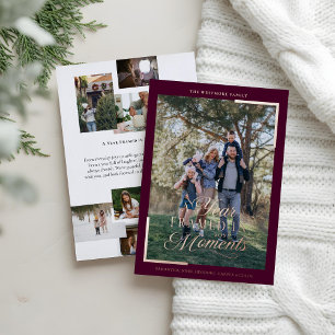 Tarjeta Festiva Con Relieve Metalizado Año simple en momentos Navidades de fotografía fam