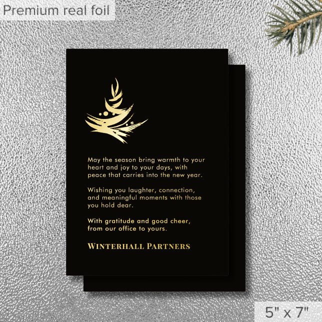 Tarjeta Festiva Con Relieve Metalizado Árbol abstracto de lujo negro oro (Subido por el creador)