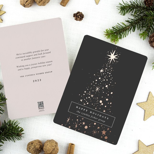 Tarjeta Festiva Con Relieve Metalizado Árbol de estrellas | Corporativa (Subido por el creador)