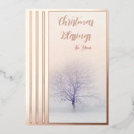 Tarjeta Festiva Con Relieve Metalizado árbol de invierno Navidad personalizada