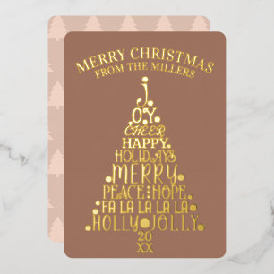 Tarjeta Festiva Con Relieve Metalizado Árbol de moda minimalista no fotográfico marrón do