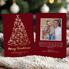 Tarjeta Festiva Con Relieve Metalizado Arbol de Navidad caprichoso dobla foto de Cranberr