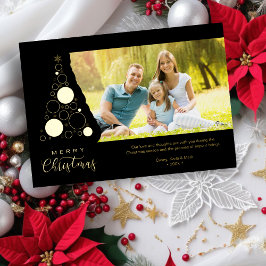 Tarjeta Festiva Con Relieve Metalizado Árbol de Navidad de Lujo Foto Familia