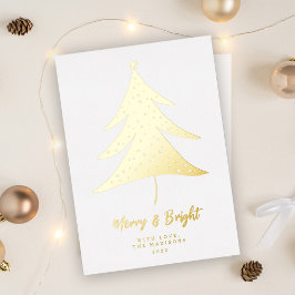 Tarjeta Festiva Con Relieve Metalizado Árbol de Navidad minimalista Alegre y Brillante