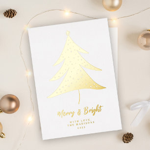 Tarjeta Festiva Con Relieve Metalizado Árbol de Navidad minimalista Alegre y Brillante