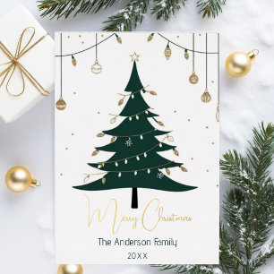 Tarjeta Festiva Con Relieve Metalizado Árbol de Navidad Minimalista moderno no fotografia