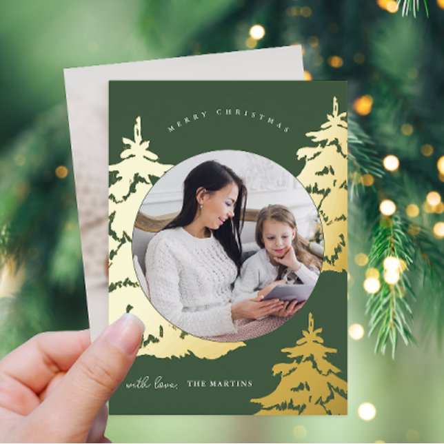 Tarjeta Festiva Con Relieve Metalizado Árbol de Navidad Verde Rústico Dos festividades fo (Subido por el creador)