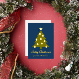 Tarjeta Festiva Con Relieve Metalizado Árbol gráfico de Navidad con papel de aluminio