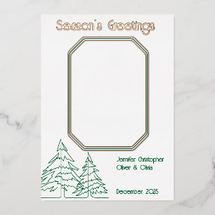 Tarjeta Festiva Con Relieve Metalizado Árbol gráfico de Navidad Mínimo