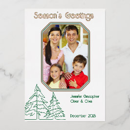 Tarjeta Festiva Con Relieve Metalizado Árbol gráfico de Navidad Mínimo