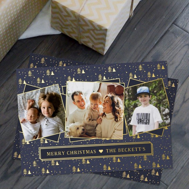 Tarjeta Festiva Con Relieve Metalizado Árboles navideños festivos 3 Collages de fotos Rea (Subido por el creador)