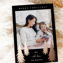 Árboles navideños festivos Dos fotos Negro