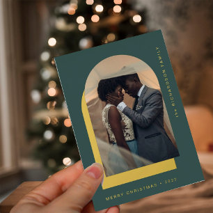 Tarjeta Festiva Con Relieve Metalizado Arco de Navidades simples Moderno Dos Fotografía