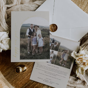 Tarjeta Festiva Con Relieve Metalizado Arco moderno   Foto de Año Nuevo de Cream Relieve 