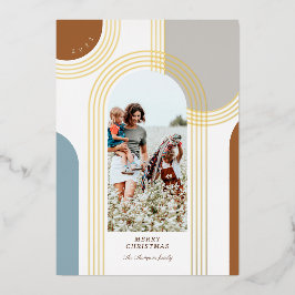 Tarjeta Festiva Con Relieve Metalizado Arcos dorados geométricos concéntricos modernos 1 