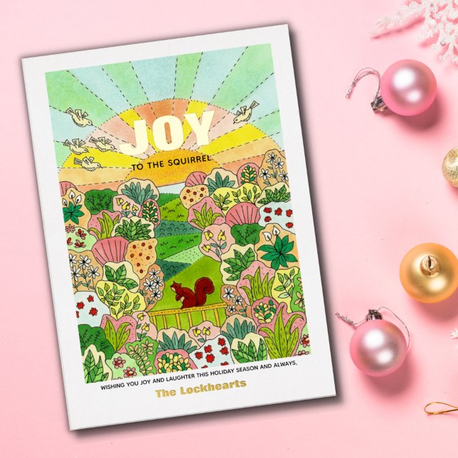 Tarjeta Festiva Con Relieve Metalizado Ardilla de Alegría No Tradicional (Subido por el creador)