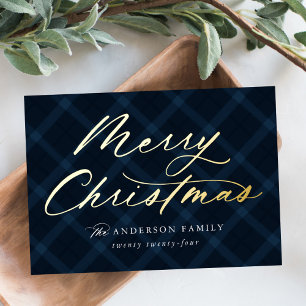 Tarjeta Festiva Con Relieve Metalizado Armada escobillada Juega Feliz Navidad Sin Foto
