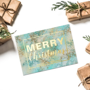 Tarjeta Festiva Con Relieve Metalizado Arte abstracto moderno Feliz Navidad