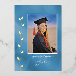 Tarjeta Festiva Con Relieve Metalizado Artistry Blue College Graduation announcement
