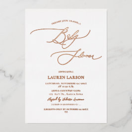 Tarjeta Festiva Con Relieve Metalizado ArtsApp Elegant Rosa Gold Caligraphy Baby Shower