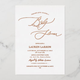 Tarjeta Festiva Con Relieve Metalizado ArtsApp Elegante Rosa Dorado Caligrafía Baby Showe