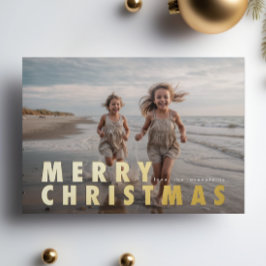 Tarjeta Festiva Con Relieve Metalizado Audaz foto moderna de GOLD Merry navideño