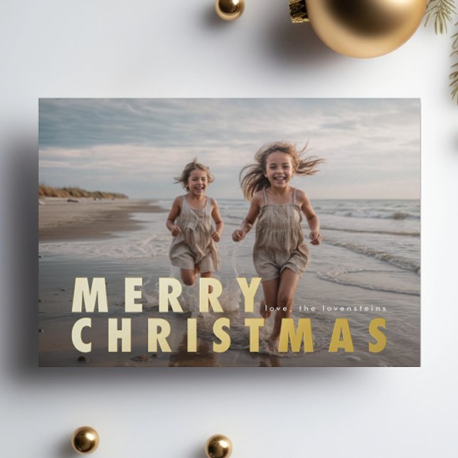 Tarjeta Festiva Con Relieve Metalizado Audaz foto moderna de GOLD Merry navideño (Subido por el creador)
