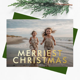 Tarjeta Festiva Con Relieve Metalizado Audaz foto moderna de GOLD Merry navideño