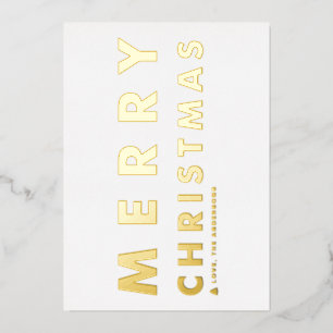 Tarjeta Festiva Con Relieve Metalizado Audaz tipografía moderna Feliz Navidad