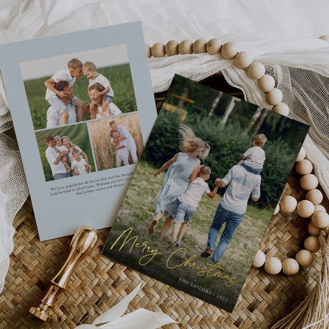 Tarjeta Festiva Con Relieve Metalizado Autografo | Fotos verticales navideñas (Subido por el creador)