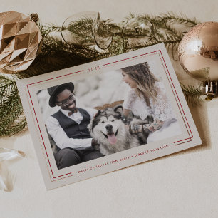 Tarjeta Festiva Con Relieve Metalizado AVERY Hoja de Oro Rosa Foto de Navidad de Parejas