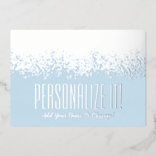 Tarjeta Festiva Con Relieve Metalizado Azul Hielo Con Tarjeta De Borde Glitzy De Relieve 