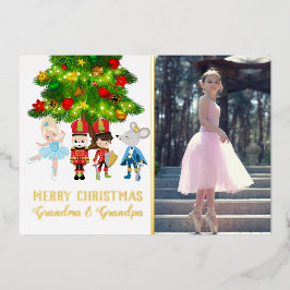 Tarjeta Festiva Con Relieve Metalizado Ballet Personalizado de Navidad El Cascanueces