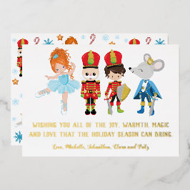 Tarjeta Festiva Con Relieve Metalizado Ballet Personalizado de Navidad El Cascanueces