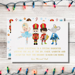 Tarjeta Festiva Con Relieve Metalizado Ballet Personalizado de Navidad El Cascanueces