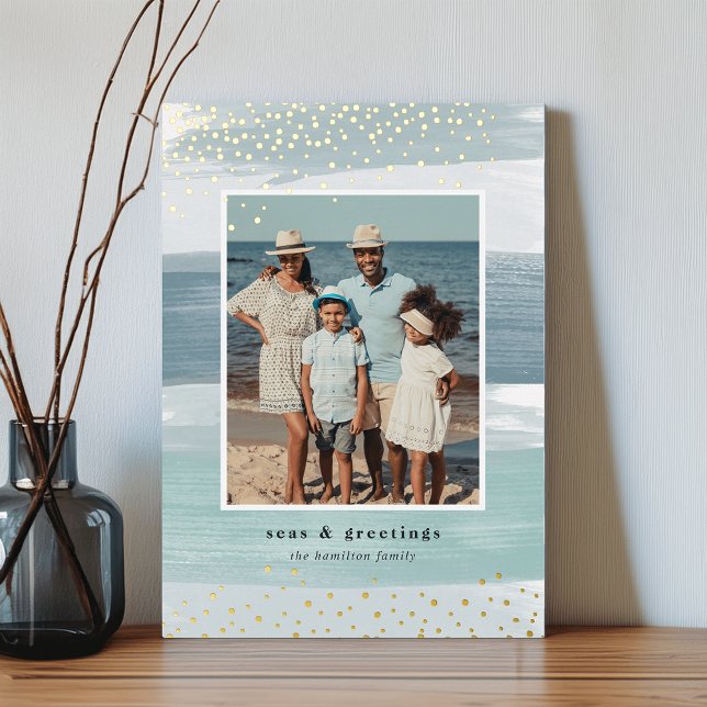 Tarjeta Festiva Con Relieve Metalizado Banda costera | Navidades fotográficos verticales (Subido por el creador)