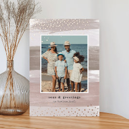 Tarjeta Festiva Con Relieve Metalizado Banda costera | Navidades fotográficos verticales