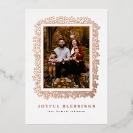 TARJETA FESTIVA CON RELIEVE METALIZADO BAYAS EN MARCO DE FORMACIÓN DE FOTOTARJETA