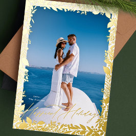 Tarjeta Festiva Con Relieve Metalizado bayas festivas marco de oro tradicional HAPPIEST