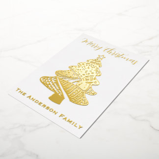 Tarjeta Festiva Con Relieve Metalizado Beautiful Christmas Tree