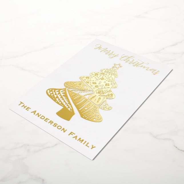 Tarjeta Festiva Con Relieve Metalizado Beautiful Christmas Tree (girado)