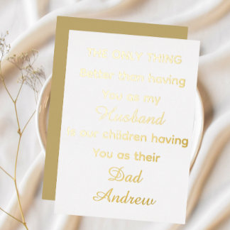 Tarjeta Festiva Con Relieve Metalizado Best father's day Foil Holiday Card