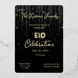 Tarjeta Festiva Con Relieve Metalizado Black Elegant EId Celebration Eid Party Invitation